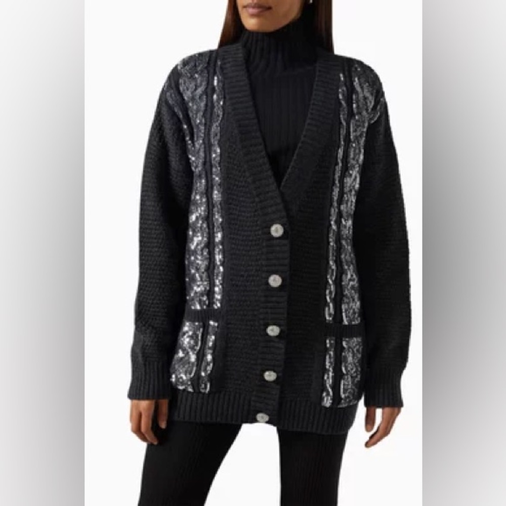 IZAAK AZANEI Cable Knit Cardigan in Wool